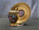 Arte Idea Prestigiosa tazza da caffè dipinta a mano con motivi floreali e oro zecchino. 